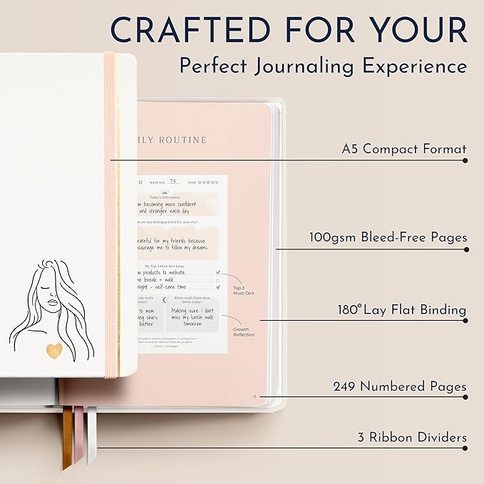 RYVE Daily Gratitude Journal for Women: 6-Month Guided Positivity & Wellness Journal with Prompts - Affirmation, Mindfulness, Self Help & Reflection, Gratitude Journal Notebook, Manifestation Journal