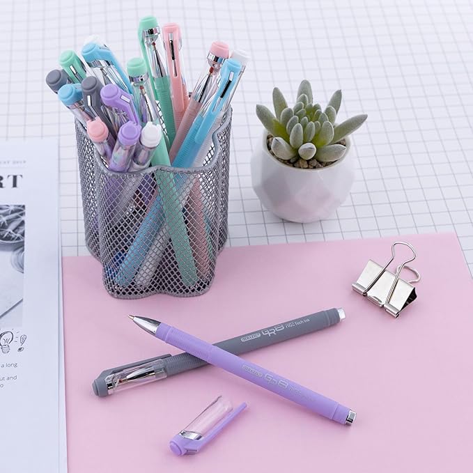 BAZIC Oil Gel Fuse Tech Ink Pen, GR8 Dazzle Black Ink w/Rubberized Barrel, 0.7 mm Medium Point Smooth Writing, for Office School (3/Pack), 24-Pack