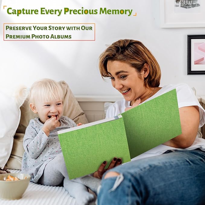 Photo Album Self Adhesive Scrapbook,60 Pages Large Photo Book for 4x6,5x7,8x10 Pictures,DIY Album for Baby Wedding Family Travel Birthday,with Metallic Pen and Scraper