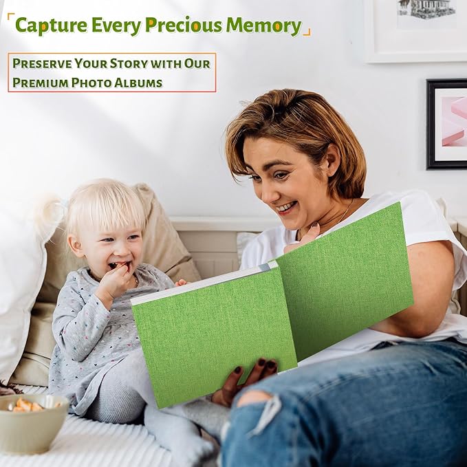 Photo Album Self Adhesive Scrapbook,60 Pages Large Photo Book for 4x6,5x7,8x10 Pictures,DIY Album for Baby Wedding Family Travel Birthday,with Metallic Pen and Scraper