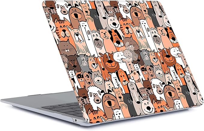Bandless Case Compatible with MacBook Air 13 Retina 2018 2019 2020 Model A1932 A2179 A2337 M1, Plastic Hard Shell Protective Cover & Keyboard Skin for MacBook Air 13 inch with Touch ID - Animal