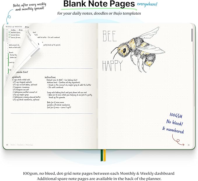 Roterunner Purpose Planner Notebook B5 7.5”x9.8” Undated Planner 2025 Daily Weekly and Monthly Productivity Goal Setting Tool for Work Home