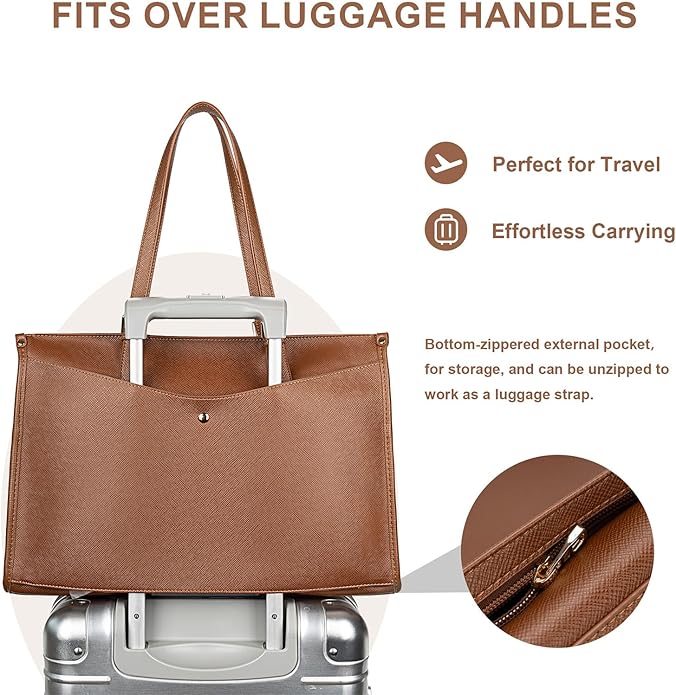 Laptop Tote Bag Women, Work Tote with Multi Pockets, Nurse Bag with Large Cup Holder, For Work, Travel, Daily Use