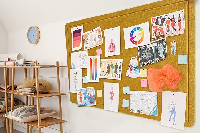 Large Bulletin Board - Foldable 36x24 Inches Cork Board Alternative with 20 Push Pins, 3' x 2' Self-Adhesive Felt Bulletin Board for Wall, Home Office Classroom Decor