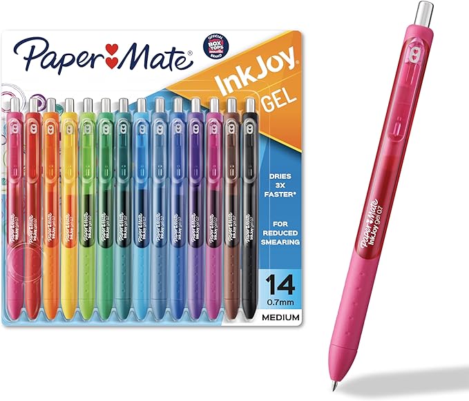 Paper Mate Colorful Gel Pens - InkJoy Gel Pens Assorted Medium Point (0.7). Perfect for Vibrant Colored Writing and Sketching with Paper Mate InkJoy 14 Count