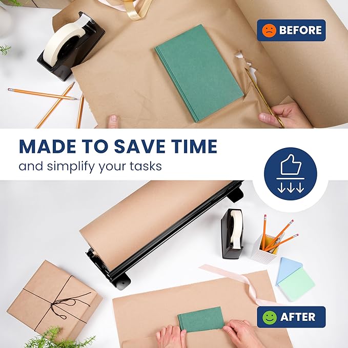 DIY Crew 24 Inch Paper Roll Dispenser and Cutter - Heavy-Duty Wall Mountable, Non Slip Tabletop - Kraft, Freezer, Butcher Paper - Up to 1000ft Rolls