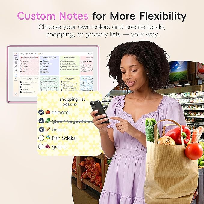 Westsee 15.6" Digital Wall Calendar Frame – Interactive Touchscreen Eletronic Calendars, Smart Family Planner for Schedule, Photo Display, Meals, Chore Chart & Tasks, Wall & Desk Mountable (Pink)