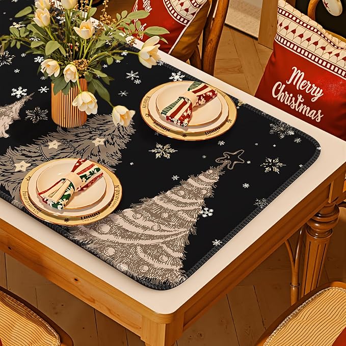 iCasso Black Desk Mat, Christmas Mouse Pad, Desk Matt for Desktop Accessories, Cute Desk Pad Mat, Large Mouse Pad for Desk, Anti-Slip Big Mousepad with Stitched Edges, Home Decoration