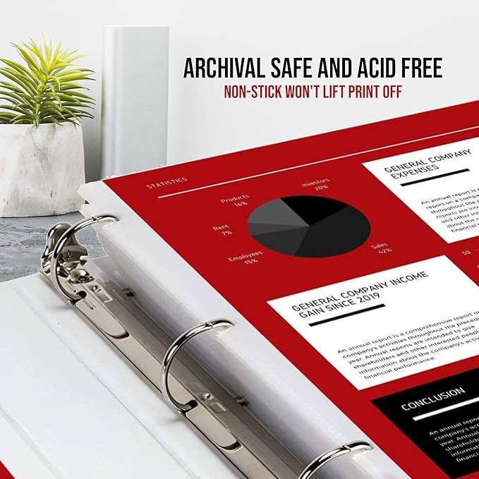 Performore 50 Sheet Protectors, Landscape Clear Sheet Protectors 8.5 X 11 Inch for 3 Ring Binder, Plastic Sheet Sleeves, Top Loading with 3 Hole-Punched Archival Safe, Non-Stick and Long-Lasting