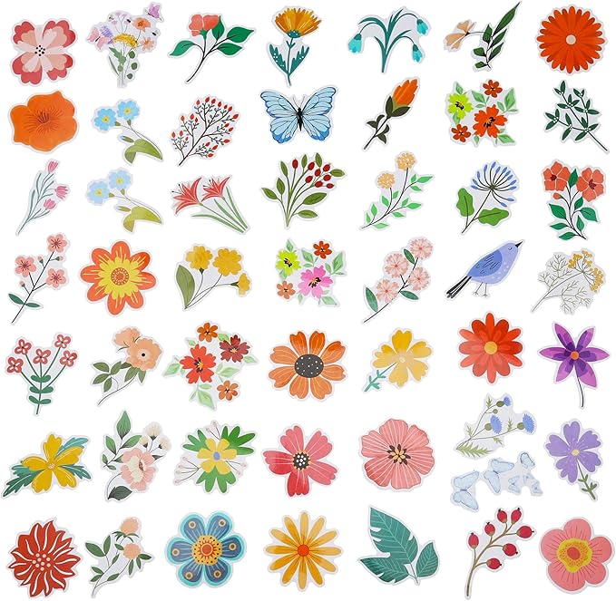 100 Pack Flower Stickers, Flower Party Favors, Birthday Decorations Gifts