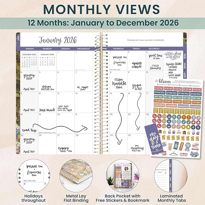 bloom daily planners 2026 Planner (January - December) Calendar Year Organizer - 5.5” x 8.25” - Weekly & Monthly Agenda Book with Stickers & Bookmark - Wildflower Mountainside