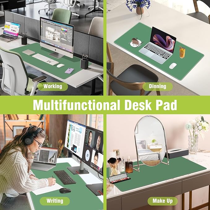 Green Mouse Pad, Smooth Mouse Pads, Non-Slip Rubber Base & Waterproof Gaming Mouse Pad, 31.5L x 11.8W Inches Large Mousepad for Computer, Office & Home, Multifunctional Large Mousepad