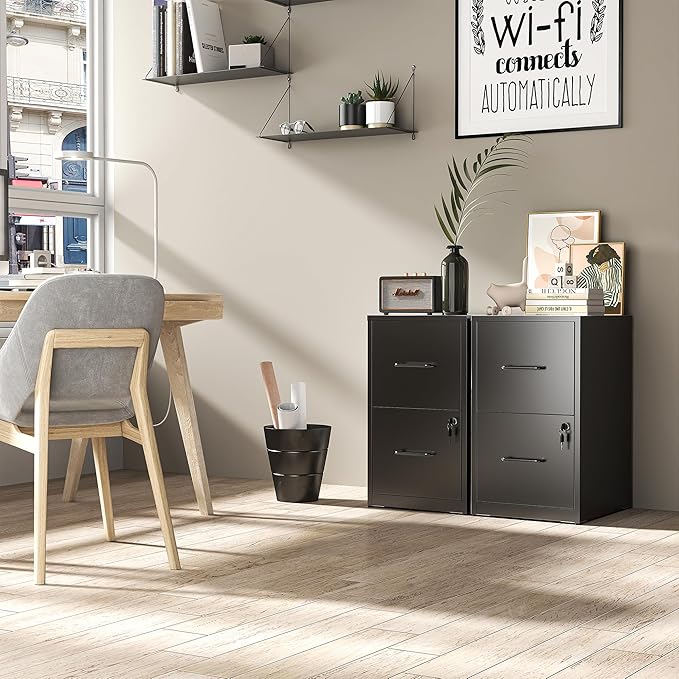 Metal File Cabinet with Drawer Heavy Duty Home Office Steel Vertical Filing Lockable Cabinets for Legal/Letter Size,Assembly Required