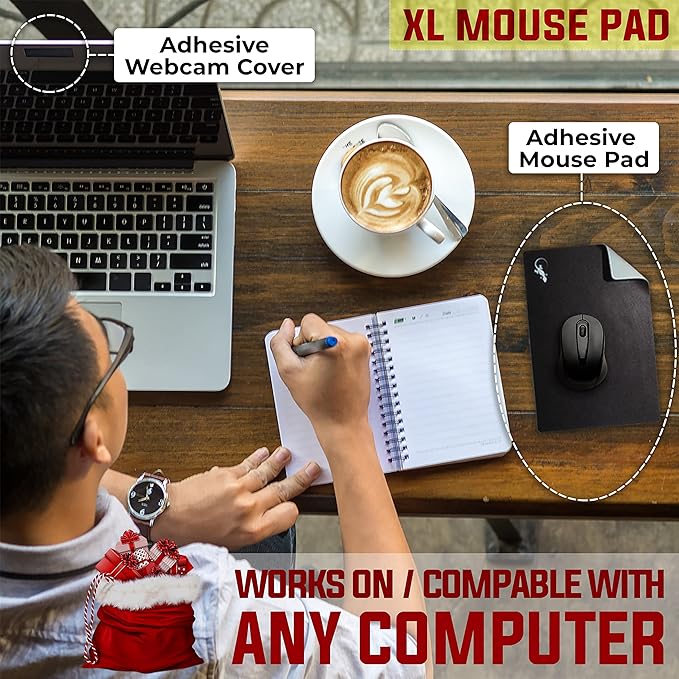 Mouse Pad Adhesive Bottom - Peel and Sticks to Any Surface - Travel Large Size - Portable (XL - Black)