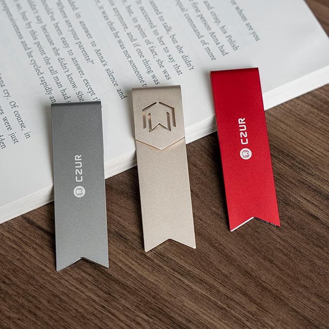 CZUR Mental Bookmark, Stylish Bookmarks, Teacher Valentine Gift, Unique Gift for Women, Men, Readers, Light&Durable Reward Bookmark with ANODIZING Technology, SuperGrip U-Shape Design-3 Pieces