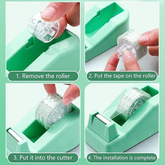 Green Office Supplies, Green Desk Accessories, Stapler, Staple Remover, Tape Holder, Pen Holder, Ballpoint Pen, Scissor, Binder Clips, 1000pcs Staples, Phone Holder, Ruler, Transparent Glue and Notes