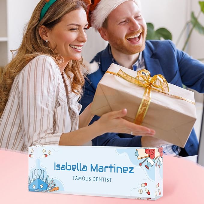 Custom Name Plate for Desk, Personalized Acrylic Office Name Sign with Name & Title, Elegant Desk Decor for Women Men, Employee Appreciation Gift (Doctor-Nurse-2)