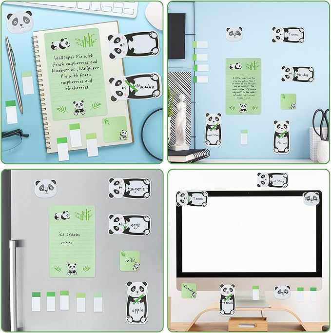 Xqumoi I Just Really Like Pandas Sticky Notes Set, 550 Sheets, Cute Cartoon Pandas Self-Stick Notes Pads Animal Divider Tabs Bundle Writing Memo Pads Back to School Office Supplies Small Gift