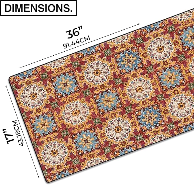 MPCO. Arabic Textiles Large Gaming Desk Pad - 36" x 17" Aeroglyde Fabric Scarlet-Fields Desk Mats - Non-Slip, Washable, Smooth Glide for Precision Gaming & Work