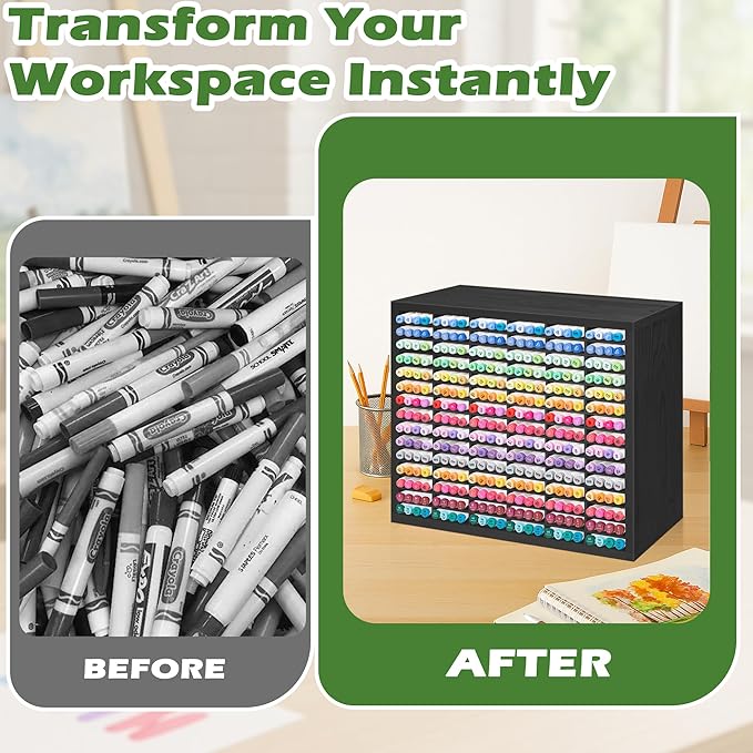 PROLEE Markers Organizer with 90 Compartments for 360 Marker Storage Art Pens Storage Rack,Watercolor Brushes Pens Alcohol Marker Holder for Desk Organizer