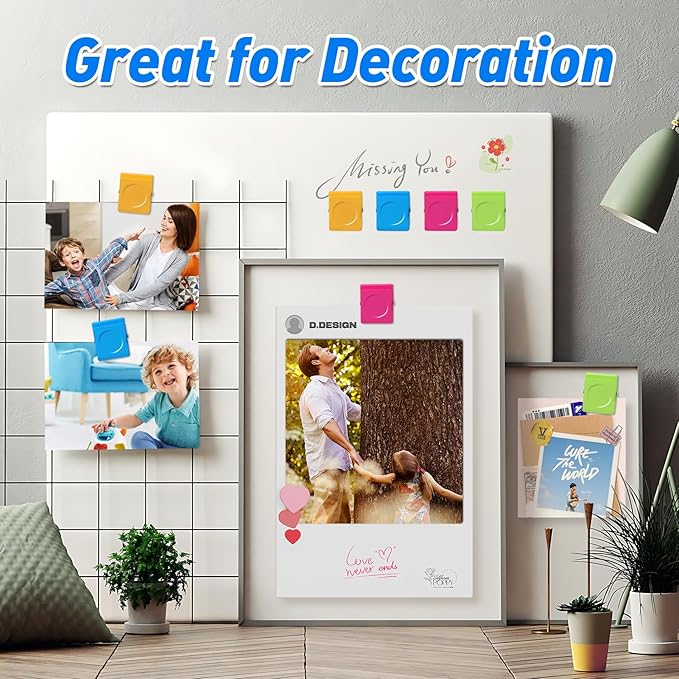 VNDUEEY 8 Pack Strong Magnetic Clips, Fridge Magnets Refrigerator Magnet, Magnetsfor Whiteboard, Magnet Clips Heavy Duty, Assorted Colors Strong Clip with Magnets for Home, Classroom, Office