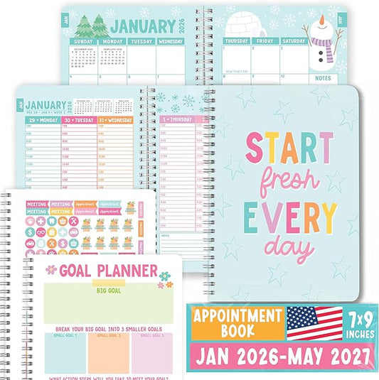 Weekly Appointment Book 2026-2027 - Hourly Appointment Book, Vertical Weekly Planner 2026-2027, Monthly Schedule Books, Teal Daily Planner With Hourly Schedule