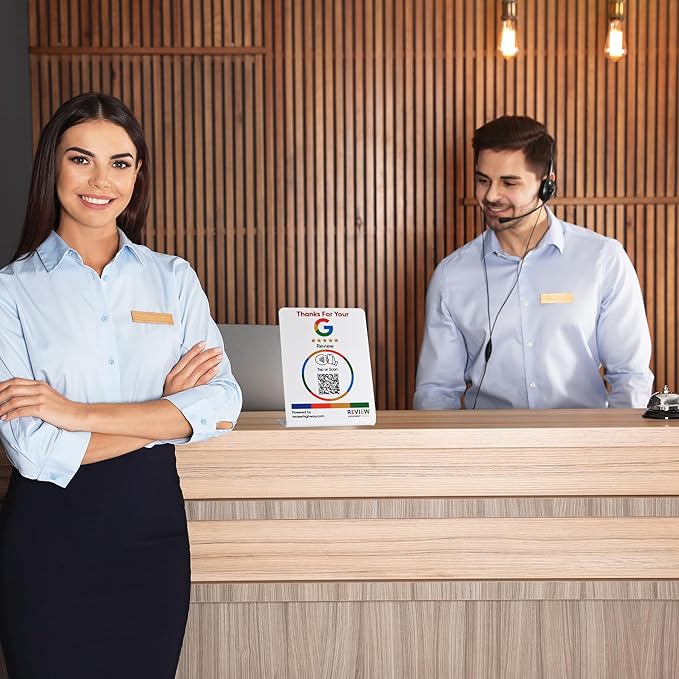 NFC Tap Stand (1-Pack) by Review Highway - Compatible with Google Reviews - NFC Tap & QR Scan for Instant Reviews - Boost SEO - iPhone/Android Compatible – Reusable and Zappy Fast (White, 1 Stand)