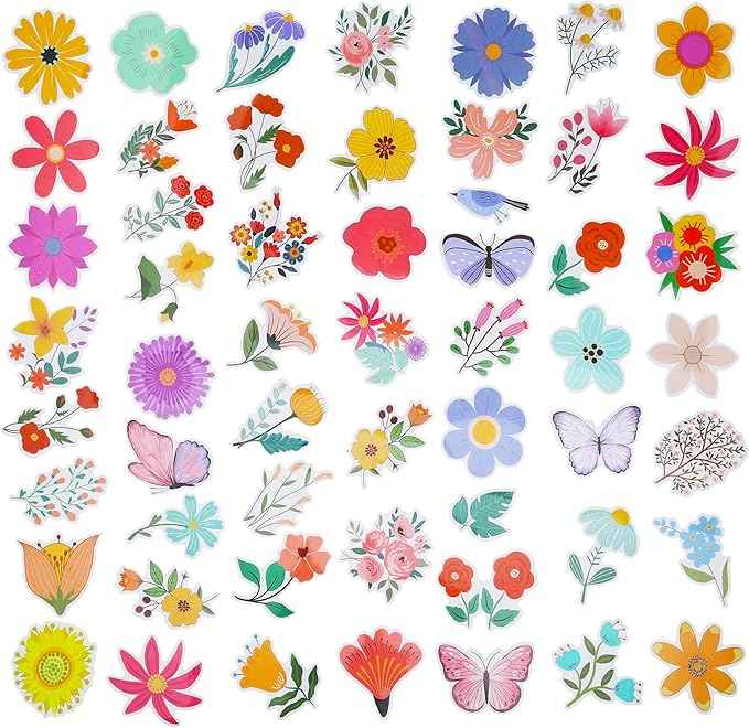 100 Pack Flower Stickers, Flower Party Favors, Birthday Decorations Gifts