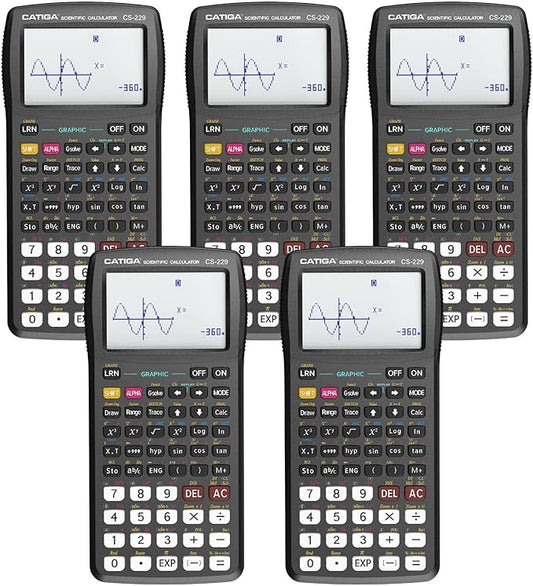 CATIGA CS229 Scientific Calculator with Graphics Functions, Multiple Modes with Intuitive User Interface for Beginners and Advanced Courses, 5 Pack