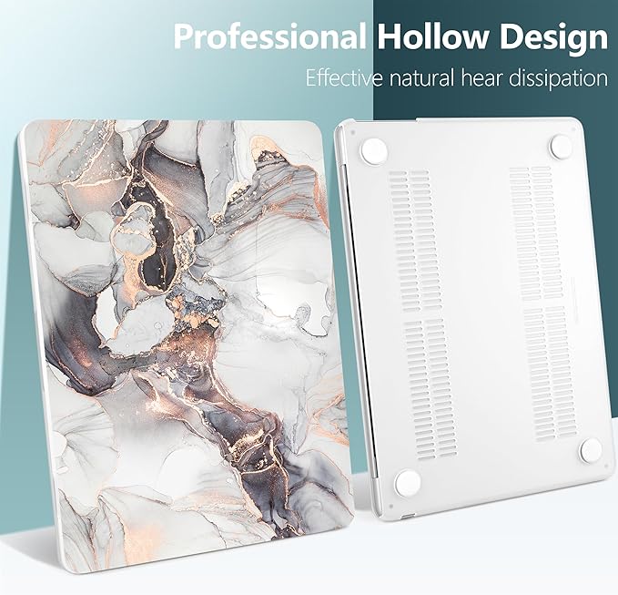 DONGKE Compatible with M4 MacBook Air 15 inch Case 2025 2024 2023 A3241 A3114 A2941 M3 M2 Liquid Retina Display Touch ID, Plastic Hard Case & Keyboard Skin & Screen Protector - Abstract Marble