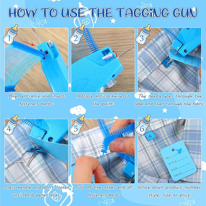 Chumia 3576 Pcs Stitch Tag Gun for Clothes, Quick Clothing Fixer, Tagging Gun with 3000 Barbs, 5 Needles and 100 Price Tags, Sewing Kit for Retail Stores, Garage Yard Sales(Sky Blue)