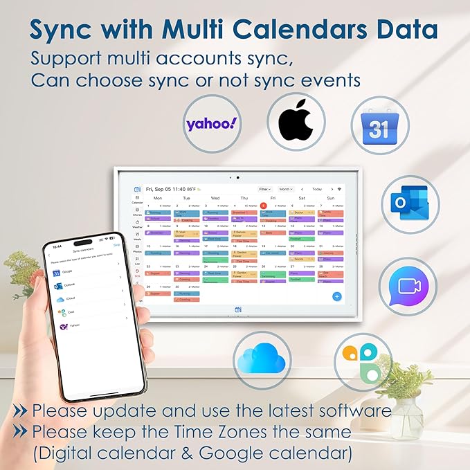 USIN 15.6 inch Digital Calendar with 1080P FHD Touch Screen, Home Organizor, Family Chore Charts and Meal Planner, Video/Audio Calling, Desk and Wall Mounted, Electronic Calendar