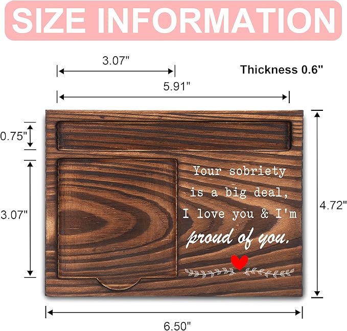 Sobriety Gifts, Encouraging Gifts, Recovery Gifts, Cancer Sentimental Gifts, Sticky Note Holder, Post-it Note Dispenser for Desk, Wooden Post-it Note & Pen Holder 6.5" x 4.7" - FTA114