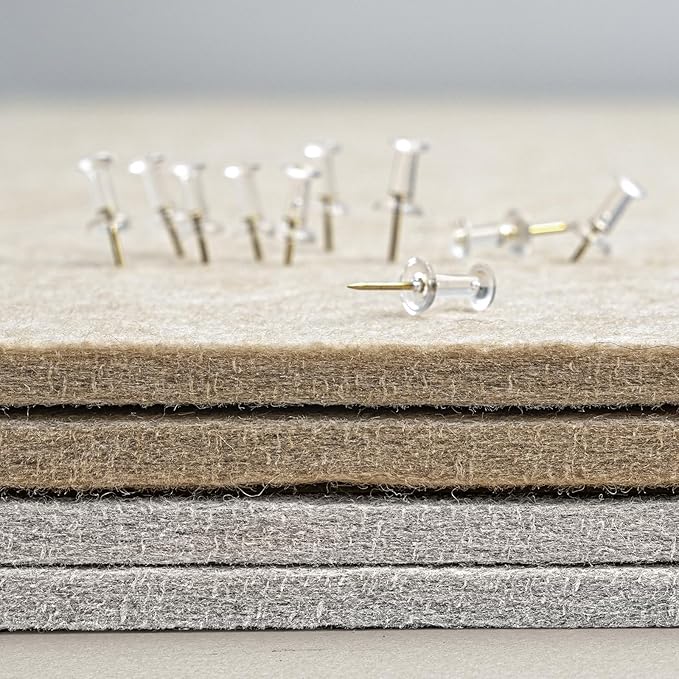 Large Bulletin Board - 48 x 36 Inches, Decorative Felt Pin Board for Wall - 4' x 3' Foldable Photo Display Board with Self-Adhesive Tape, Includes 20 Push Pins - Light Gray