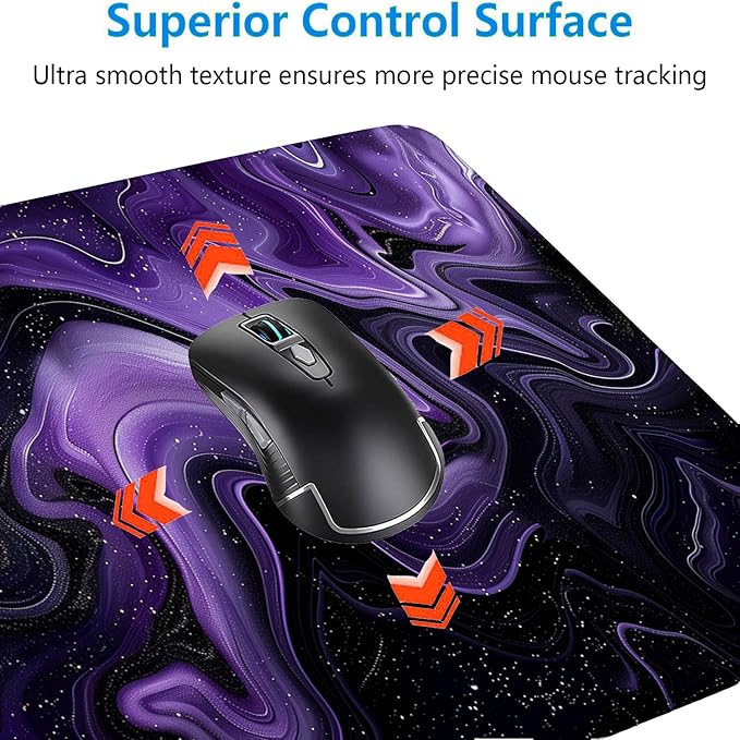 Dark Purple Ripples Desk Pad Mouse Pad Black Purple Lines Large Gaming Mouse Mat with Stitched Edges,Non-Slip Waterproof Rubber Base Mous Mat Office Computer Keyboard Laptop Home 31.5"x11.8"