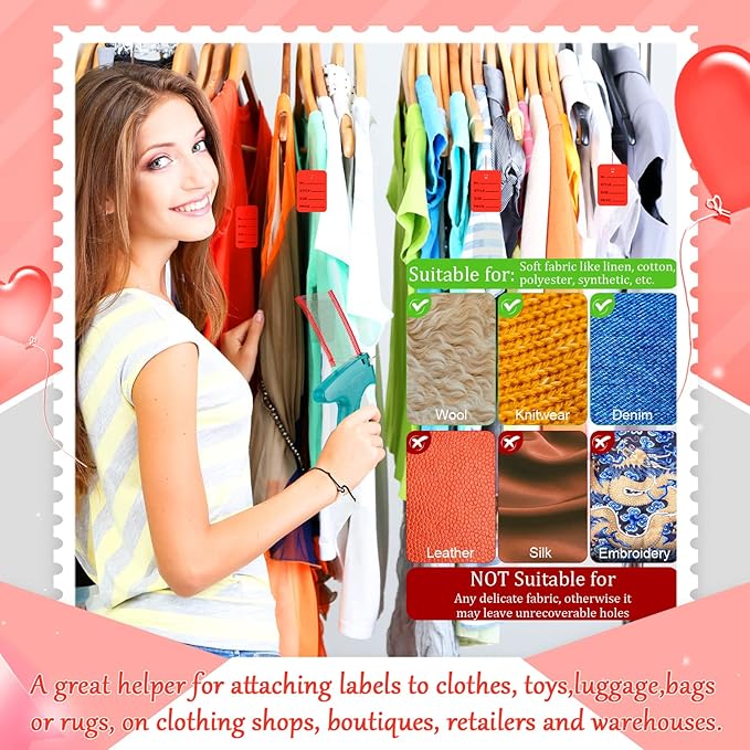 Chumia 3576 Pcs Stitch Tag Gun for Clothes, Quick Clothing Fixer, Tagging Gun with 3000 Barbs, 5 Needles and 100 Price Tags, Sewing Kit for Retail Stores, Garage Yard Sales(Red)