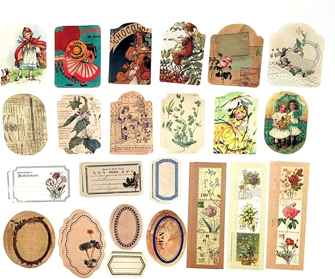 200PCS Vintage Scrapbooking Supplies Pack, Aesthetic Scrapbook Sticker Paper Art Journaling Kit for Bullet Junk Journals,Planner,Cottagecore Decor Gifts (Girl)