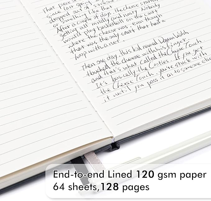 feela 8 Pack Journal Notebook Bulk for School, Hardcover Business Notebooks Classic Ruled Lined Journals with Pen Holder for Work Note Taking, with 8 Black Pens, 120 GSM, 5.1”x8.3”, A5, Gray