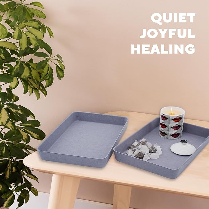 Welaxy 2-piece Office desk drawer organizer tray letter-size documents A4 paper book file Folder Holder storage bins ( Glacier Gray)