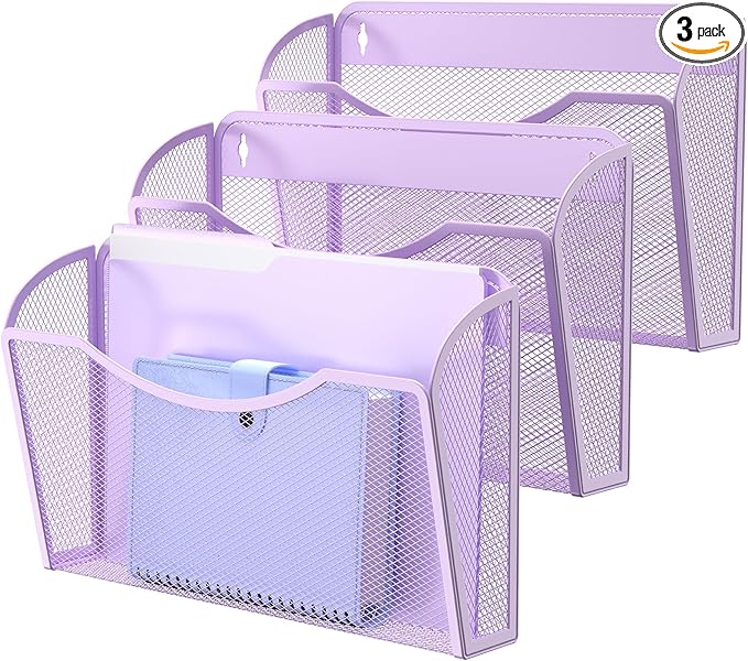 Wall File Organizer,Hanging Wall Mounted File Folder Binder Holder Mail Organizer for Office,Home and School Supplies