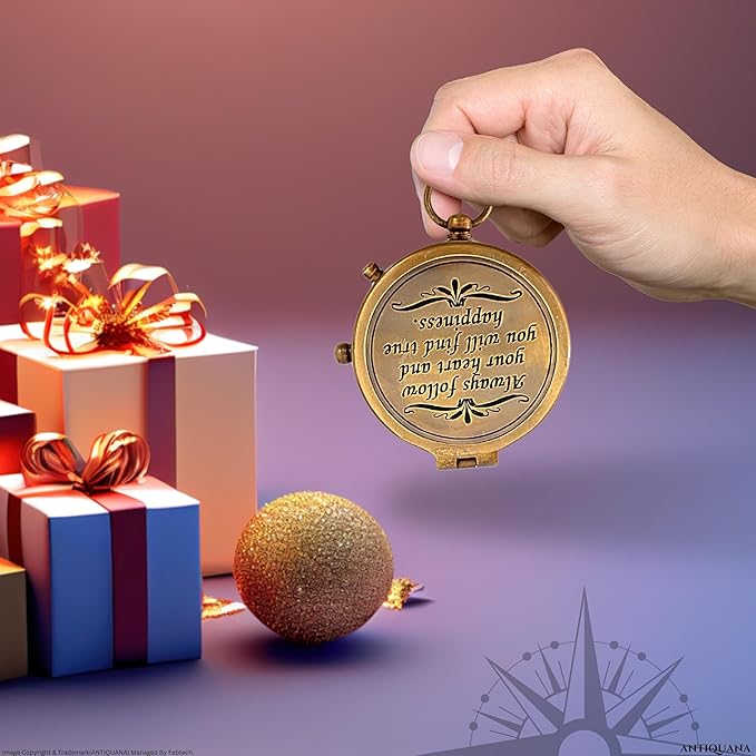 Brass Directional Engraved Compass, Baptism Gifts for Boys Girls, First Communion, Christian Gifts for Men, First Confirmation Gifts for Boys, Inspirational