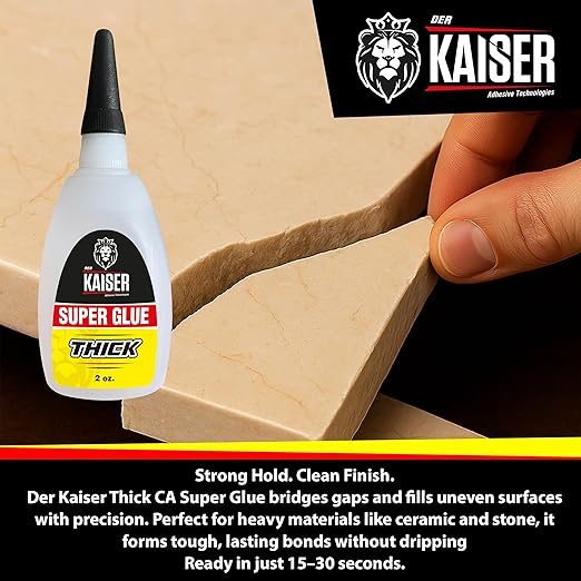Thick Cyanoacrylate (CA) Super Glue – 4 Pack (4 x 2 oz Bottles) – Gap-Filling Adhesive for Wood, Marble, Stone, and Heavy-Duty Applications