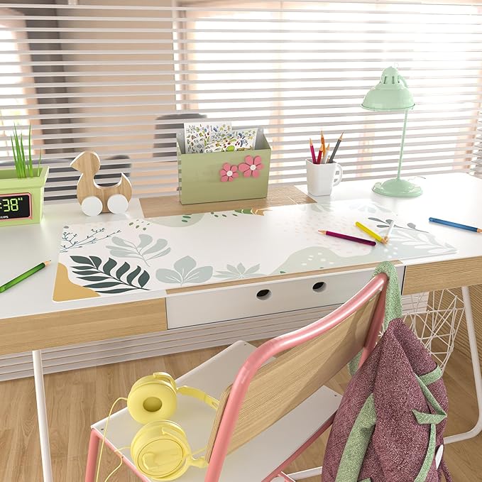 Colorful Star Large Mouse Pad, Green White Waterproof Desk Mat, Abstract Boho Double Sided Computer Gaming Mouse Pad, XXL Full Desk Mousepad Non Slip Desk Pad for School Office Home 31.5" x 15.7"