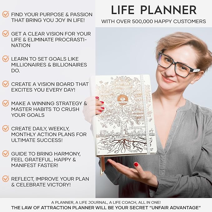 2026 Planner Weekly and Monthly | Law of Attraction Planner with Panduo App | A 12 Month Journey for Productivity, Gratitude & Goal Setting | Includes Foldable Vision Board, Gift Box & Stickers