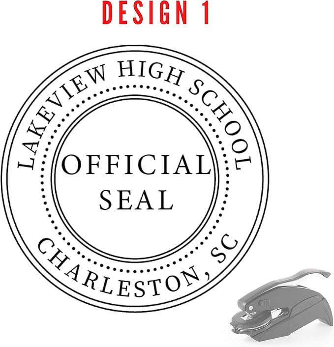 Official Seal Embosser - Custom Notary Embosser, Book & Library Stamp, 1 5/8