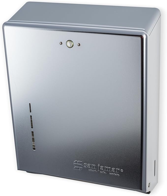 San Jamar T1900XC C-Fold/Multifold Commercial Towel Dispenser, 500 Multifold / 300 C-Fold Towel Capacity, Chrome 14.8" x 11.4" x 4"