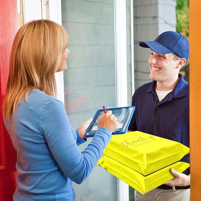 JinRuiKJ Thank You Poly Mailer 10x13 Inch 100 PCS, Shipping Bags for Clothing, Packaging Bags for Small Business, Strong Adhensive, Waterproof and Tear-Resistant Mailing Envelopes, Yellow
