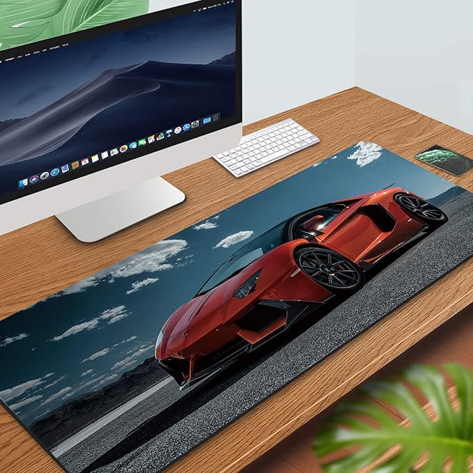 RTGGSEL 31.5x11.8 Inch Non-Slip Long Extended Large Gaming Mouse Pad with Stitched Edges XL Laptops Keyboard Mouse Mat(Lambo)