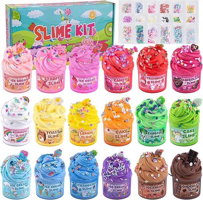 18 Pack Slimes, Slime Kids, Butter Cloud Slime kit for Girls Ages 8-12, Toys for Girls and Boys, Slime Party Favors Goodie Bag Stuffers, 4 5 6 7 8 9 10 Year Old Girl Birthday Gift Cute Stuff