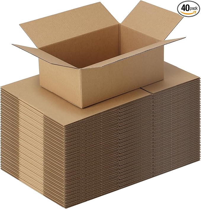 CRUGLA 40 Packs 8x5x3 Shipping Boxes for Small Business, Corrugated Cardboard Boxes Bulk for Shipping Packing Mailing